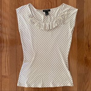 WHBM Diagonal Stripe Top With Ruffle Detail